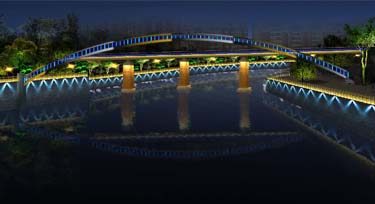 一河兩岸亮化 LED洗墻燈點亮兩岸樞紐帶