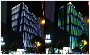 玻璃幕墻大廈亮化，DMX512線條燈做出滿意效果