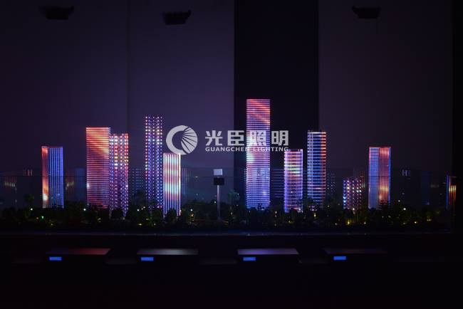 光臣智科亮化體驗館添加新元素，樓體聯(lián)動燈光秀沙盤展示