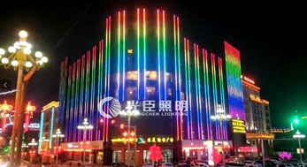 甘肅商場外墻亮化，全彩線條燈屏效果