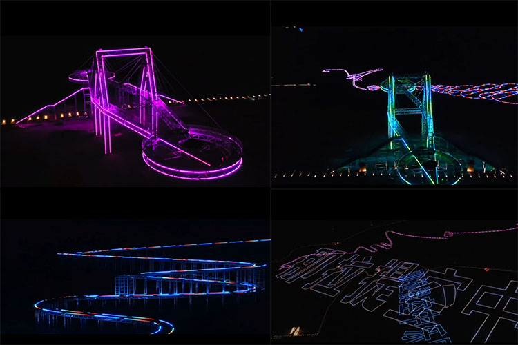 LED線條燈點亮空中水滑道